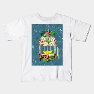 Bird Cage and Budgerigars aka Parakeets Kids T-Shirt